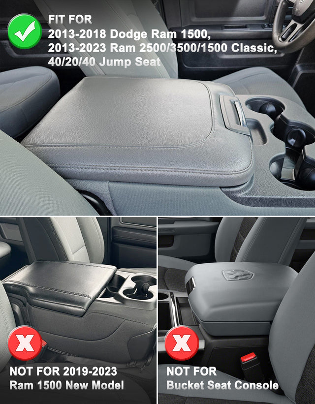 KBH Easy Installation Center Console Cover for Jump Seat 2013-2018 Dodge Ram 1500,2013-2025 Dodge Ram 1500Classic,2013-2025 Dodge Ram 2500 3500