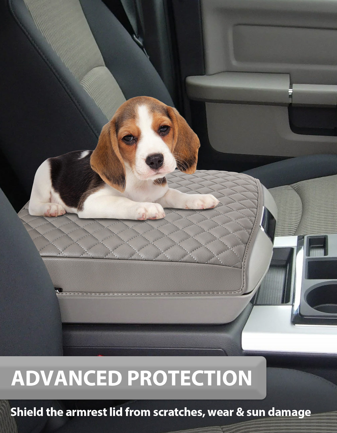 KBH Center Console Armrest Cover Pad Cushion Protector for Bucket Seat 2009-2018 Dodge RAM 1500 2500 3500