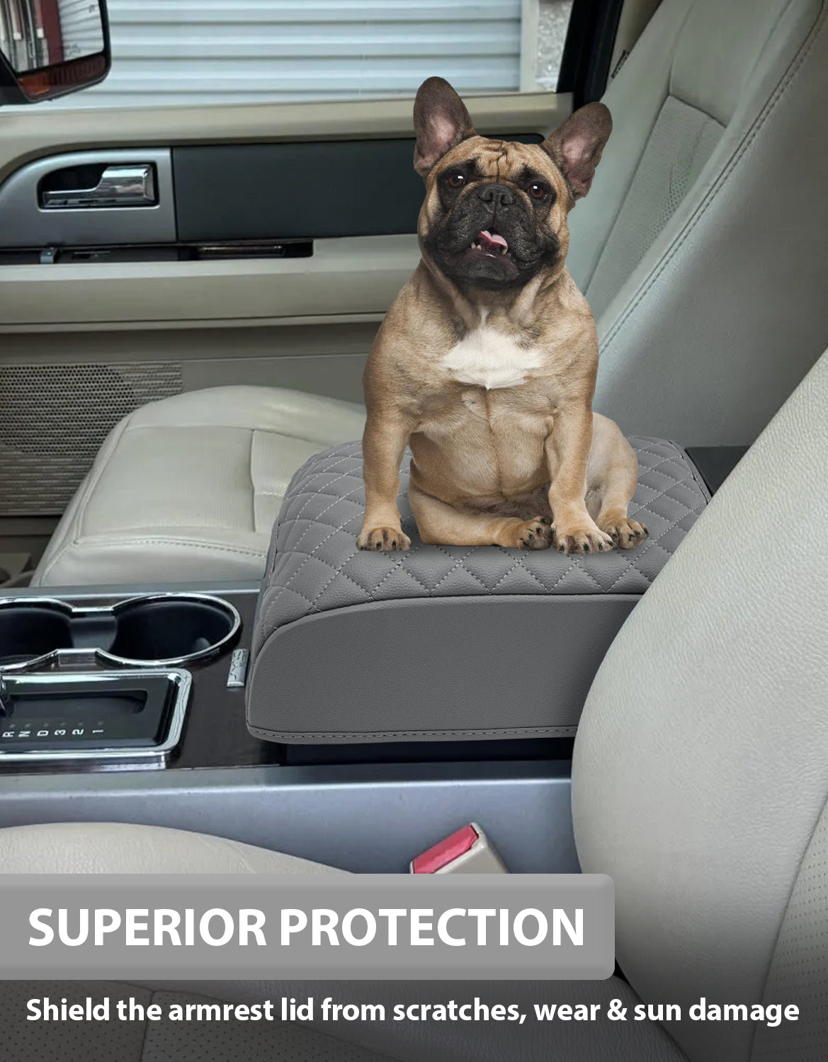 KBH Center Console Armrest Cover Pad for Bucket Seat 2004-2014 Ford F150 XL XLT STX, 2007-2017 Ford Expedition, 2006-2008 Lincoln Mark LT