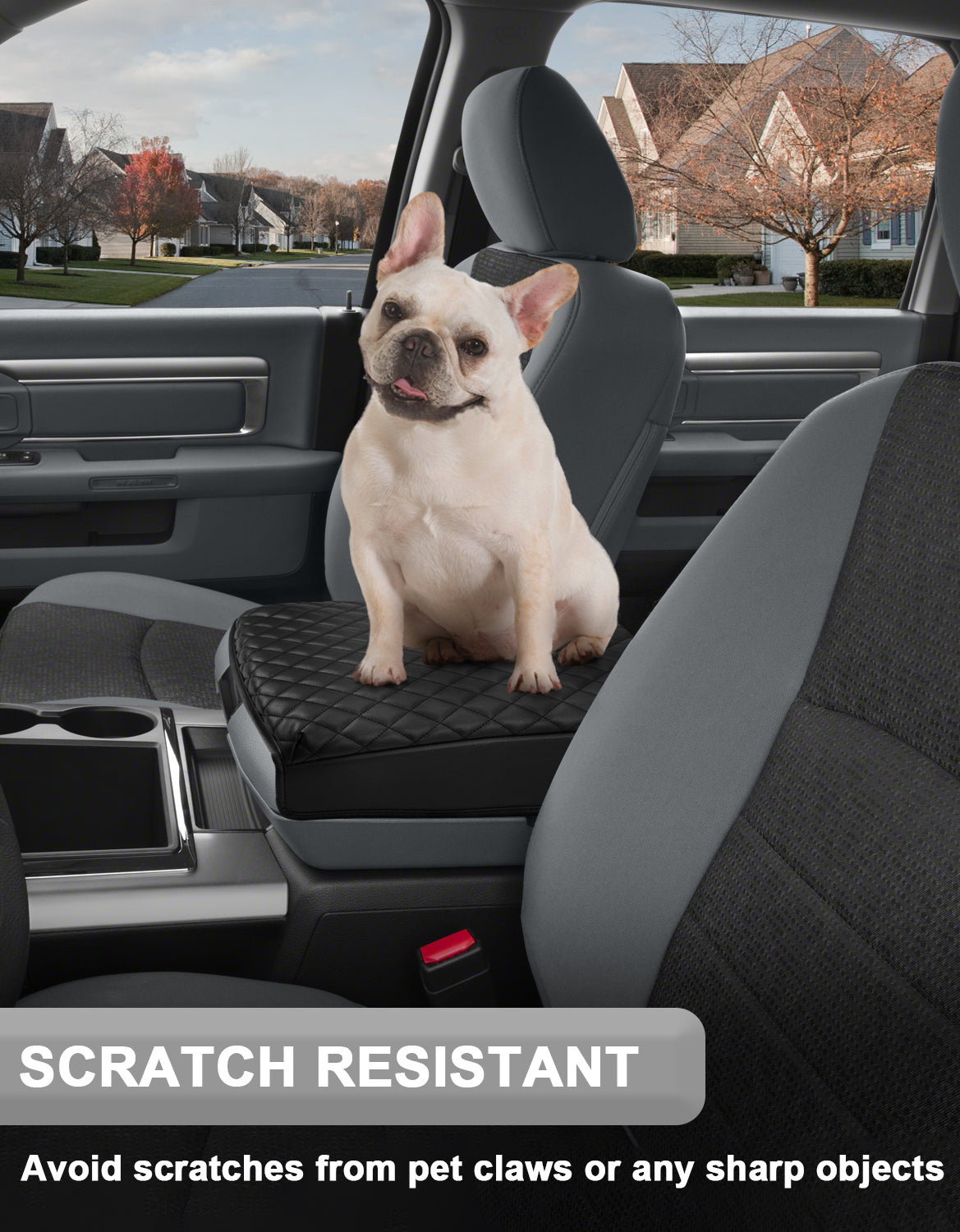 KBH Center Console Armrest Cover Pad Cushion Protector for Bucket Seat 2009-2018 Dodge RAM 1500 2500 3500