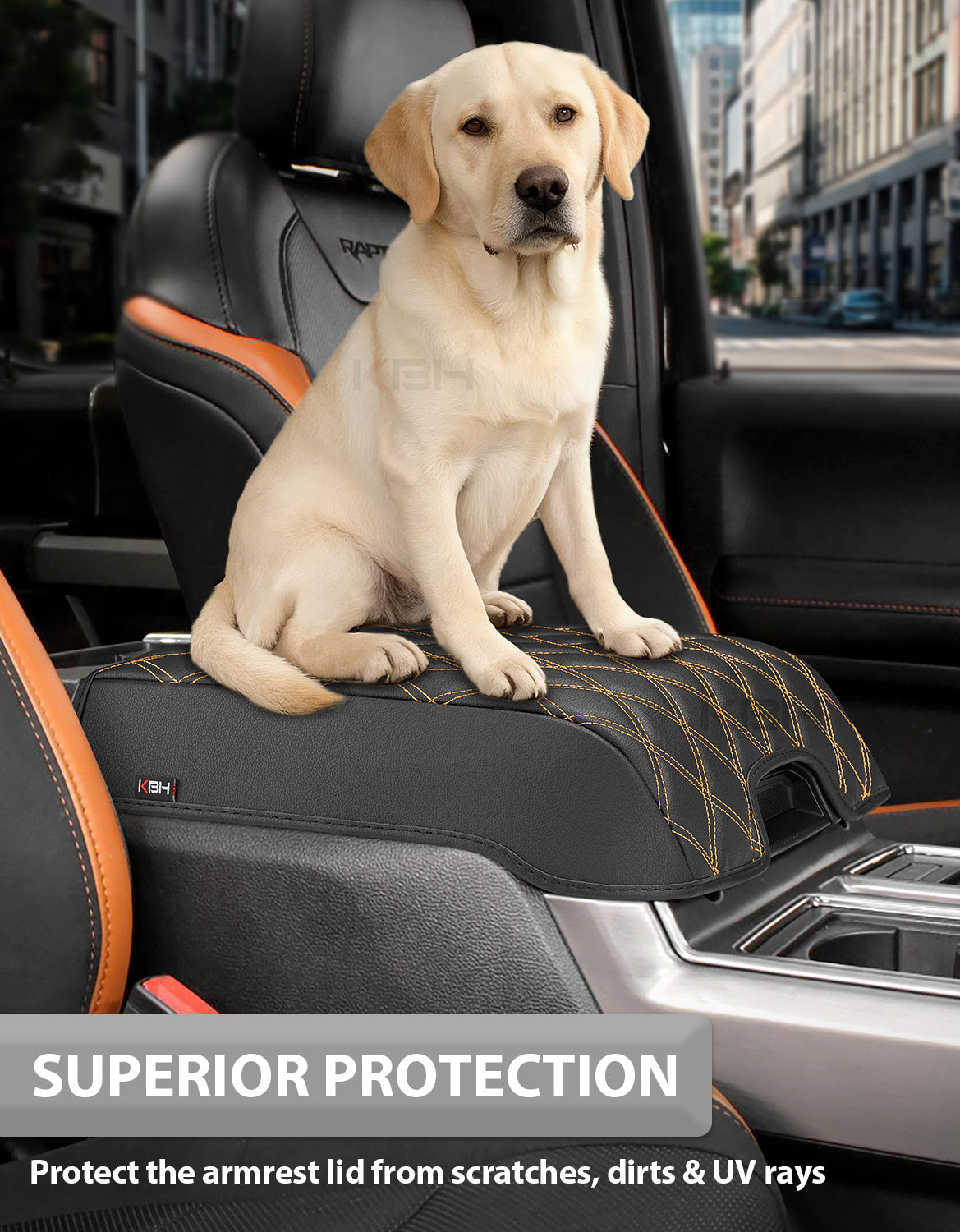 Center Console Armrest Cover Pad for Bucket Seat 2015-2020 Ford F150, 2017-2022 F250 F350 F450 F550 Super Duty, 2018-2024 Ford Expedition