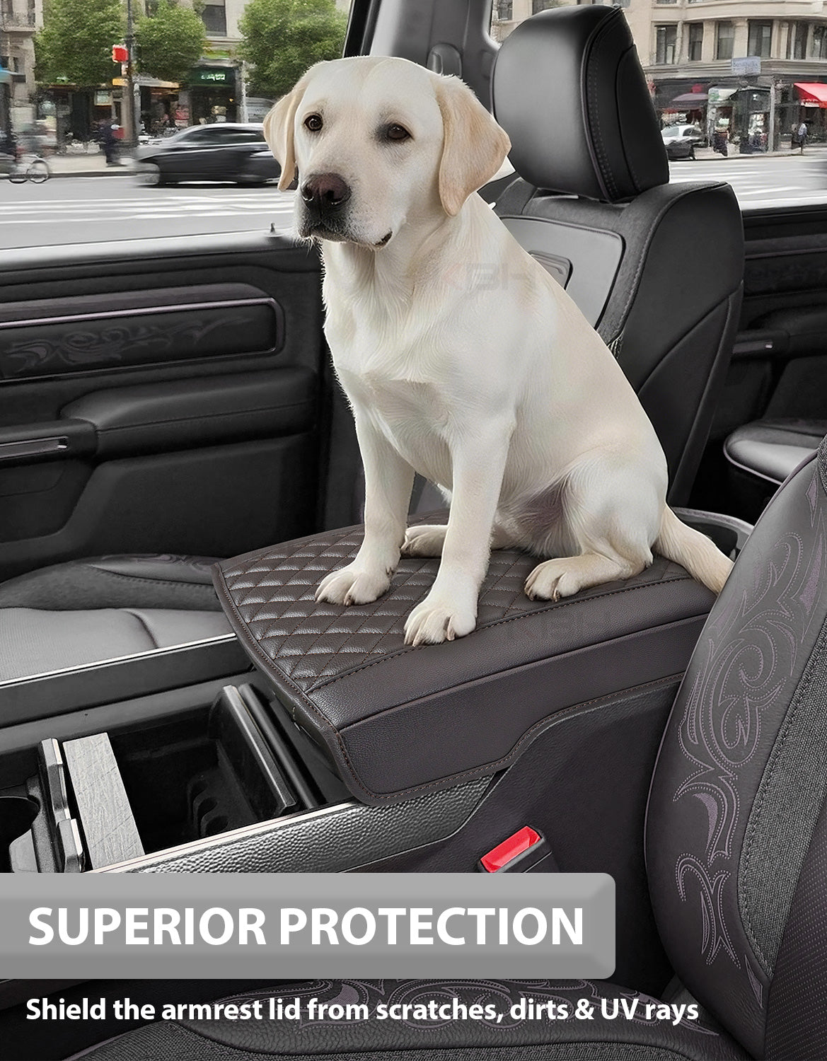 Center Console Armrest Cover Pad Cushion Protector for Bucket Seat 2019-2026 Dodge Ram 1500 2500 3500