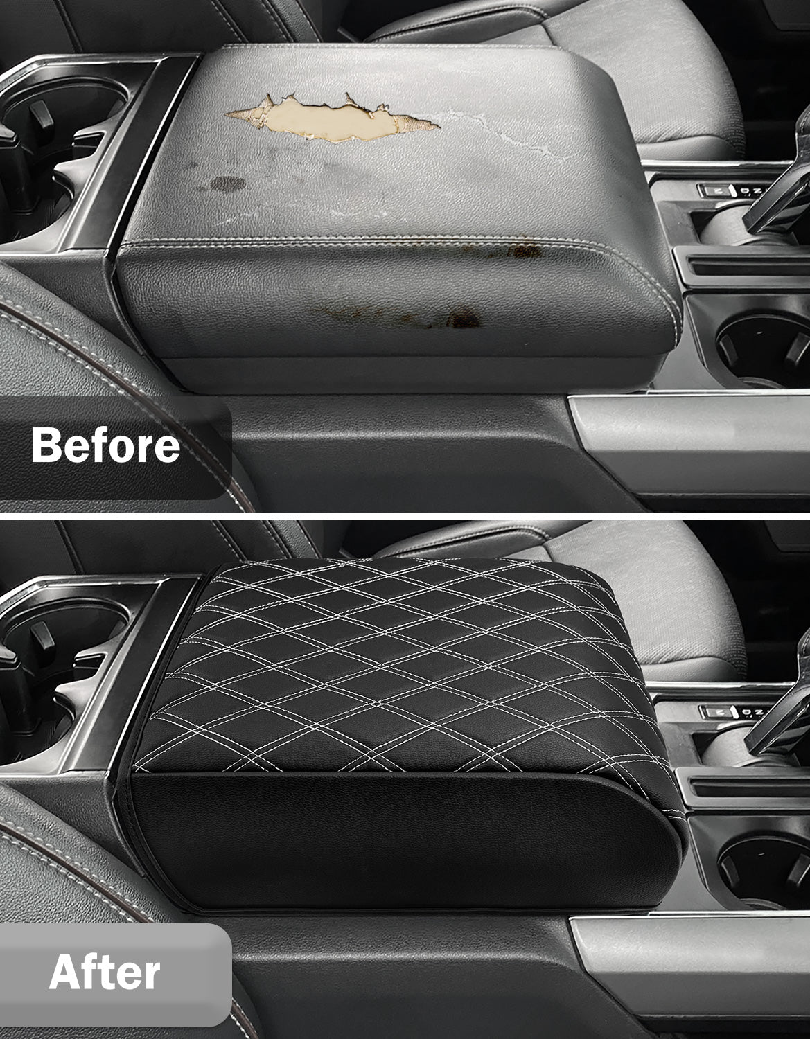KBH Center Console Armrest Cover Pad for Bucket Seat 2021-2025 Ford F-150