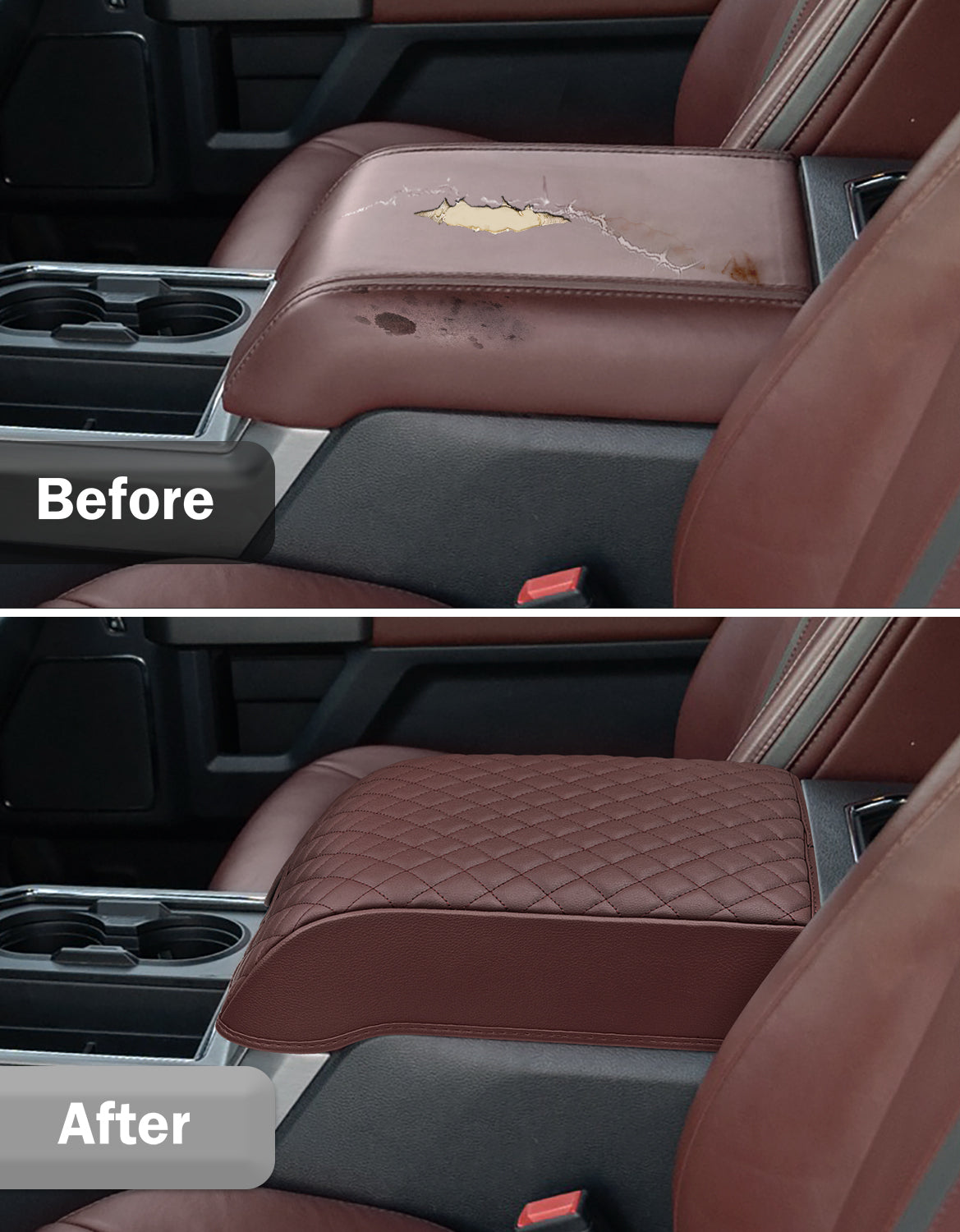Center Console Armrest Cover Pad for Bucket Seat 2015-2020 Ford F150, 2017-2022 F250 F350 F450 F550 Super Duty, 2018-2024 Ford Expedition