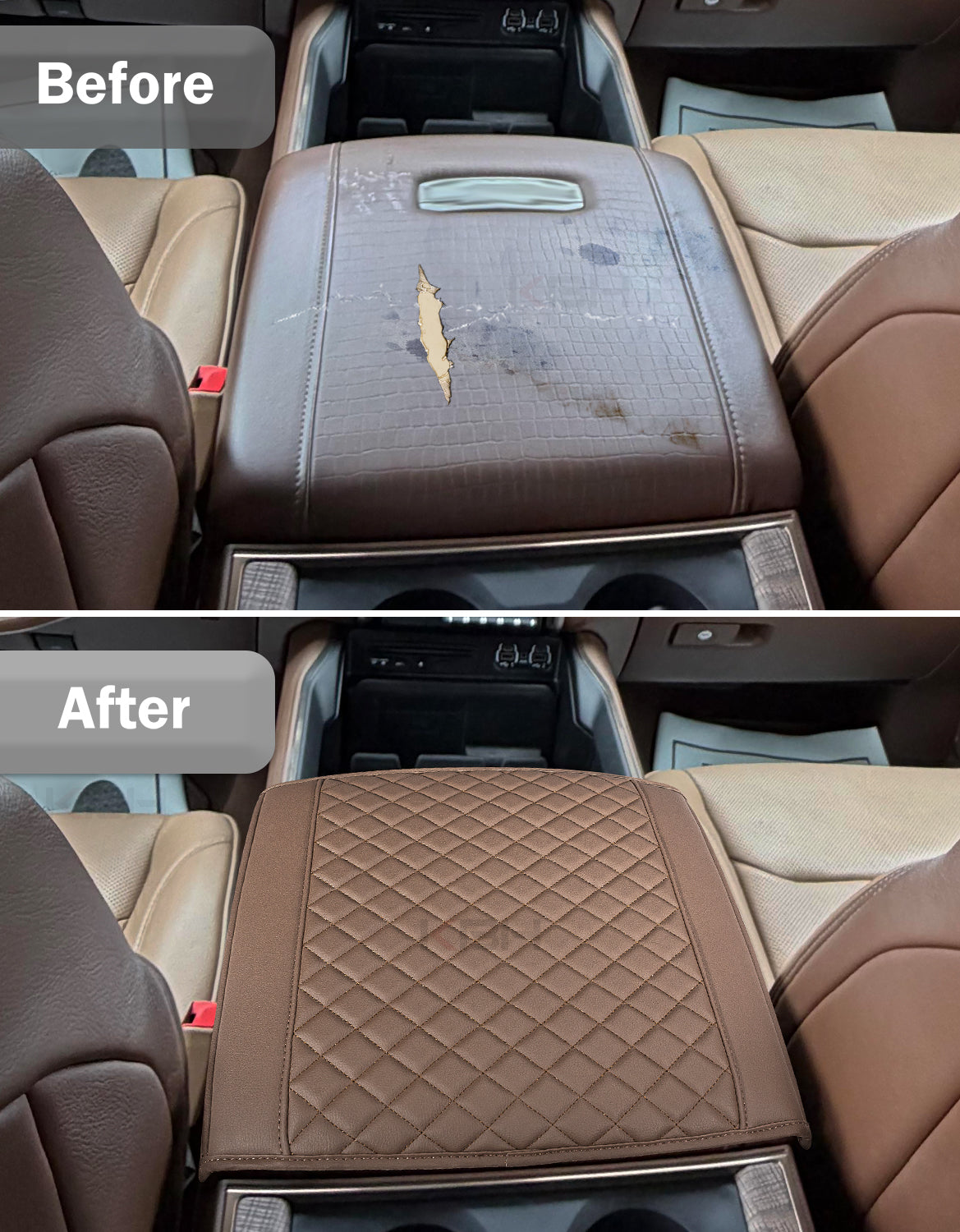 Center Console Armrest Cover Pad Cushion Protector for Bucket Seat 2019-2026 Dodge Ram 1500 2500 3500
