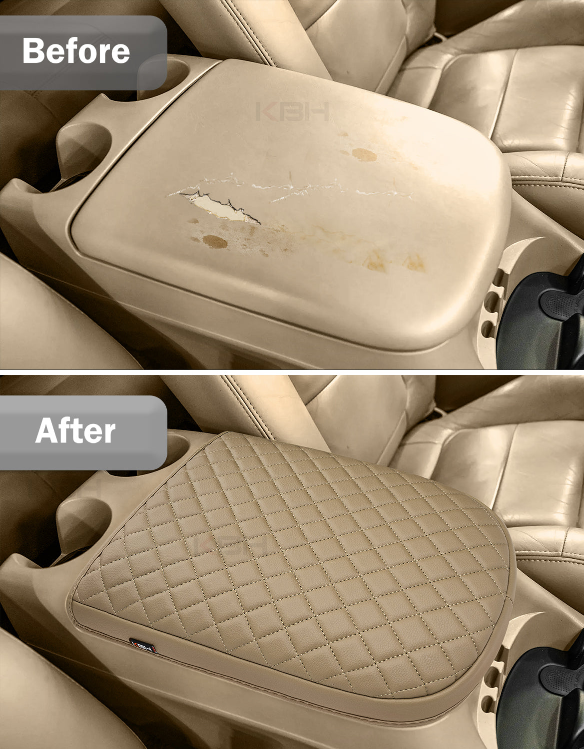 Center Console Armrest Cover Pad for Bucket Seat 2001-2003 F150 Crew Cab Lariat / XLT / King Ranch
