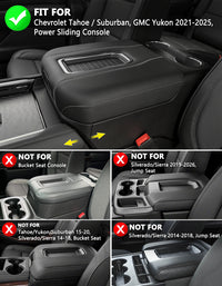 Power Sliding Console Armrest Cover for Bucket Seat 2021-2026 Chevy Tahoe Suburban,2021-2025 GMC Yukon Wireless charging port