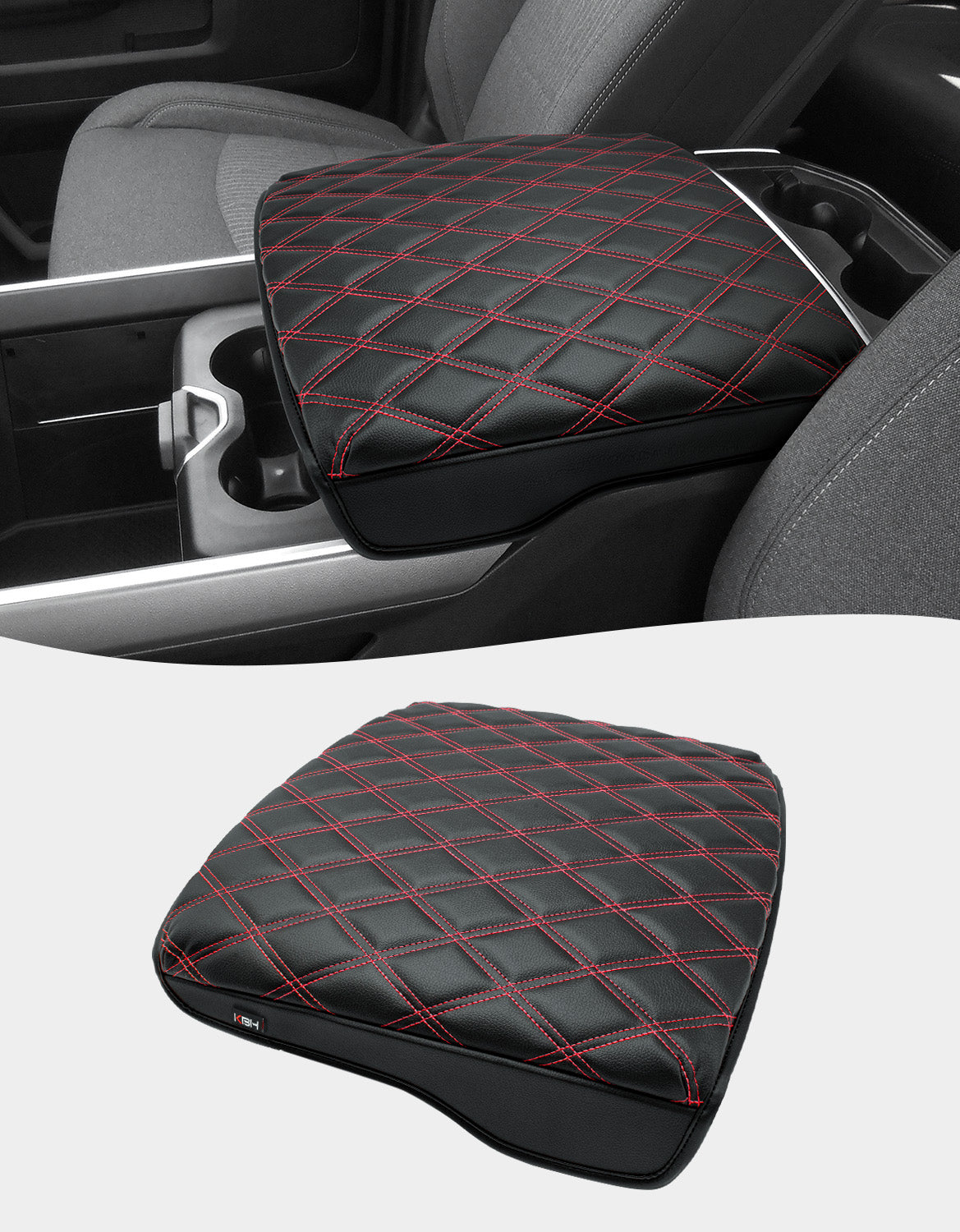 KBH Center Console Armrest Cover Pad Cushion Protector for Bucket Seat 2019-2025 Dodge Ram 1500 2500 3500