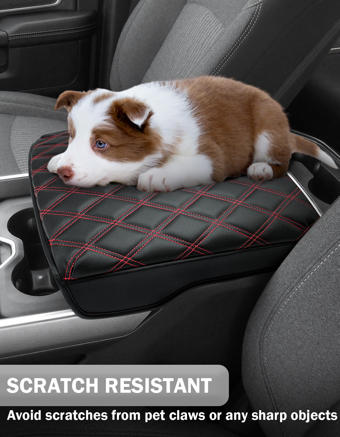 KBH Center Console Armrest Cover Pad Cushion Protector for Bucket Seat 2019-2025 Dodge Ram 1500 2500 3500