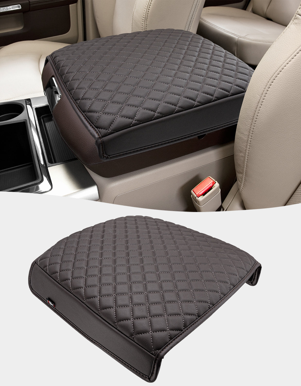 KBH Center Console Armrest Cover Pad Cushion Protector for Bucket Seat 2009-2018 Dodge RAM 1500 2500 3500