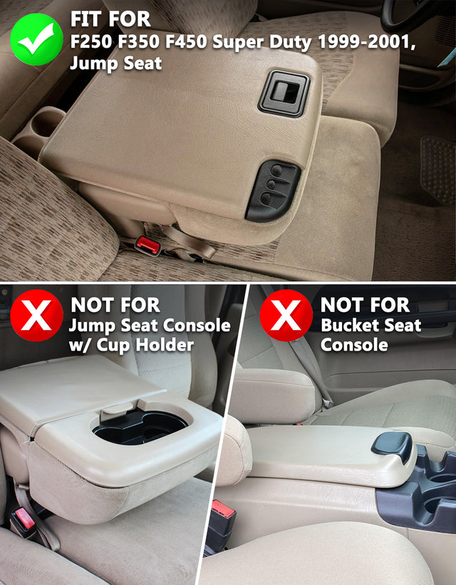 KBH Center Console Armrest Cover Pad for Jump Seat 1999-2001 Ford F250 F350 F450 Super Duty