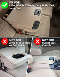 KBH Center Console Armrest Cover Pad for Jump Seat 1999-2001 Ford F250 F350 F450 Super Duty