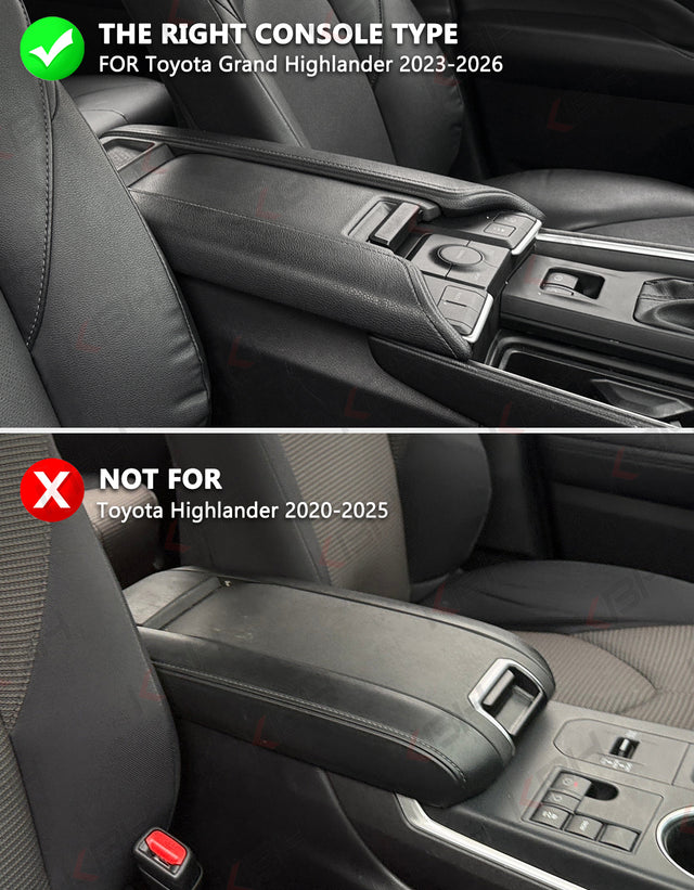 Center Console Armrest Cover Pad for Toyota Grand Highlander 2023-2026
