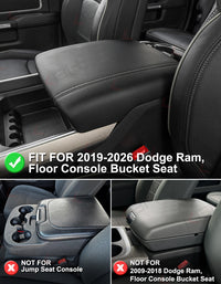 Center Console Armrest Cover Pad Cushion Protector for Bucket Seat 2019-2026 Dodge Ram 1500 2500 3500