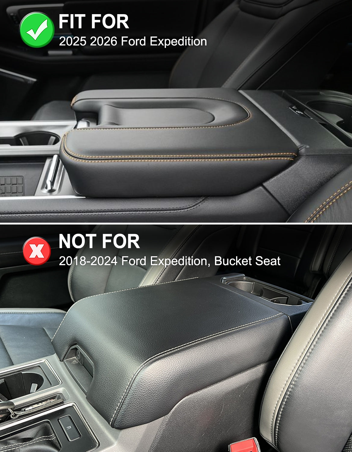 Center Console Armrest Cover Pad for Bucket Seat 2025 2026 Ford Expedition