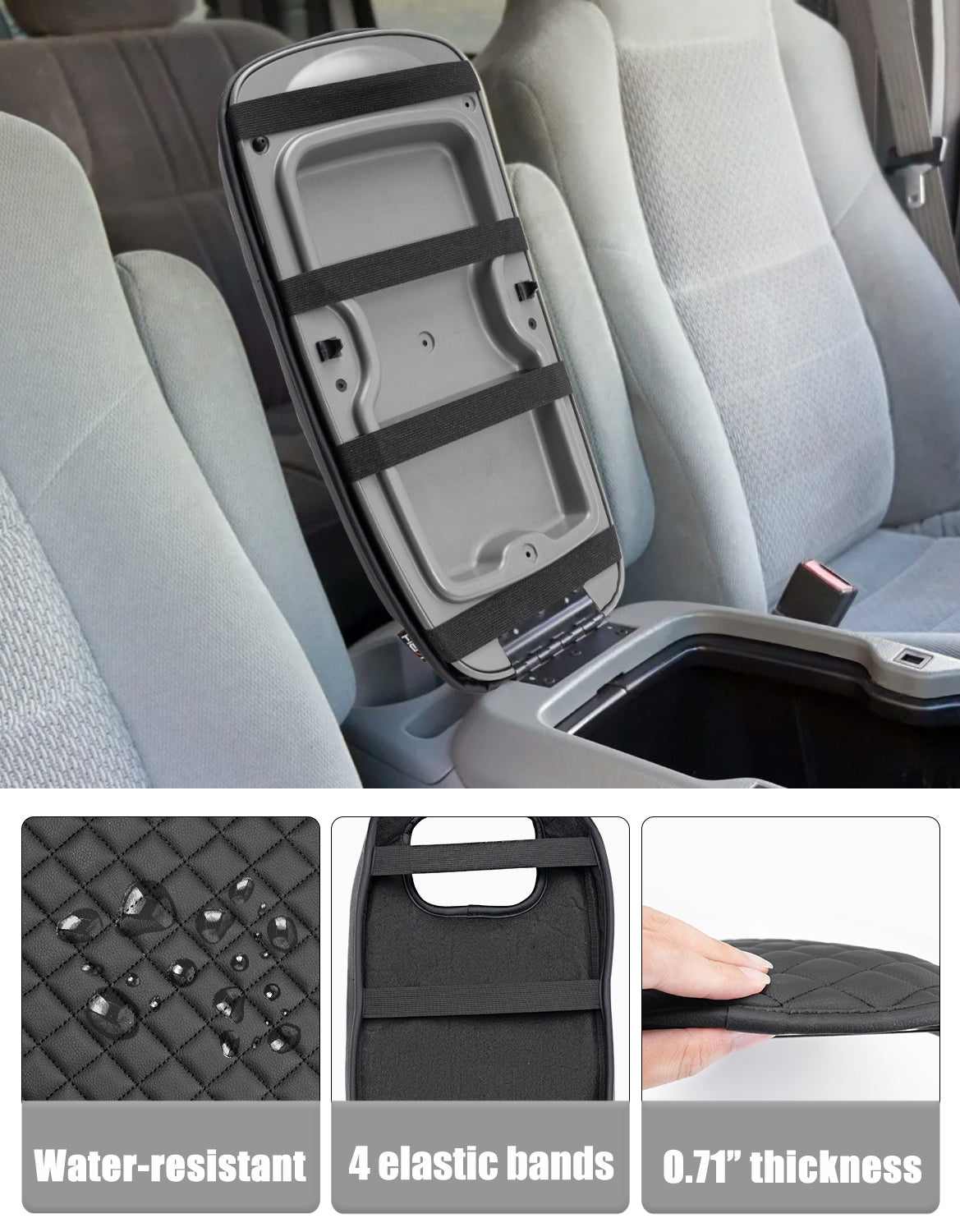 KBH Center Console Armrest Cover for Bucket Seat 1999-2007 Ford F250 F350 F450 F550 Super Duty,2000-2008 Ford F650 Super Duty,1999-2007 Ford Excursion