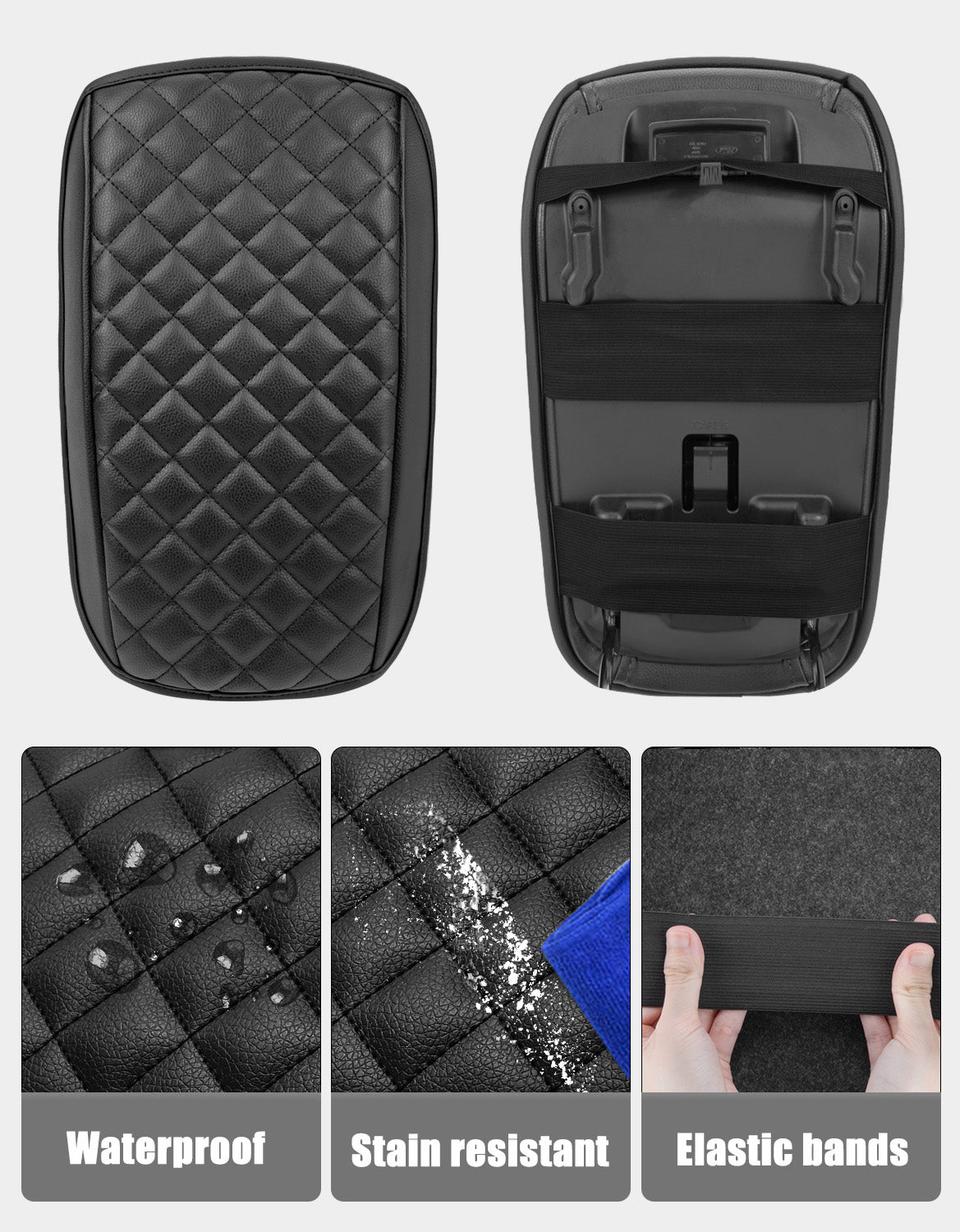 KBH Center Console Armrest Cover Pad for 2013-2016 Ford Fusion