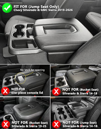 KBH Center Console Armrest Cover Pad for Jump Seat 2019-2026 GMC Sierra 1500 2500 3500,2019-2026 Chevy Silverado 1500 2500 3500