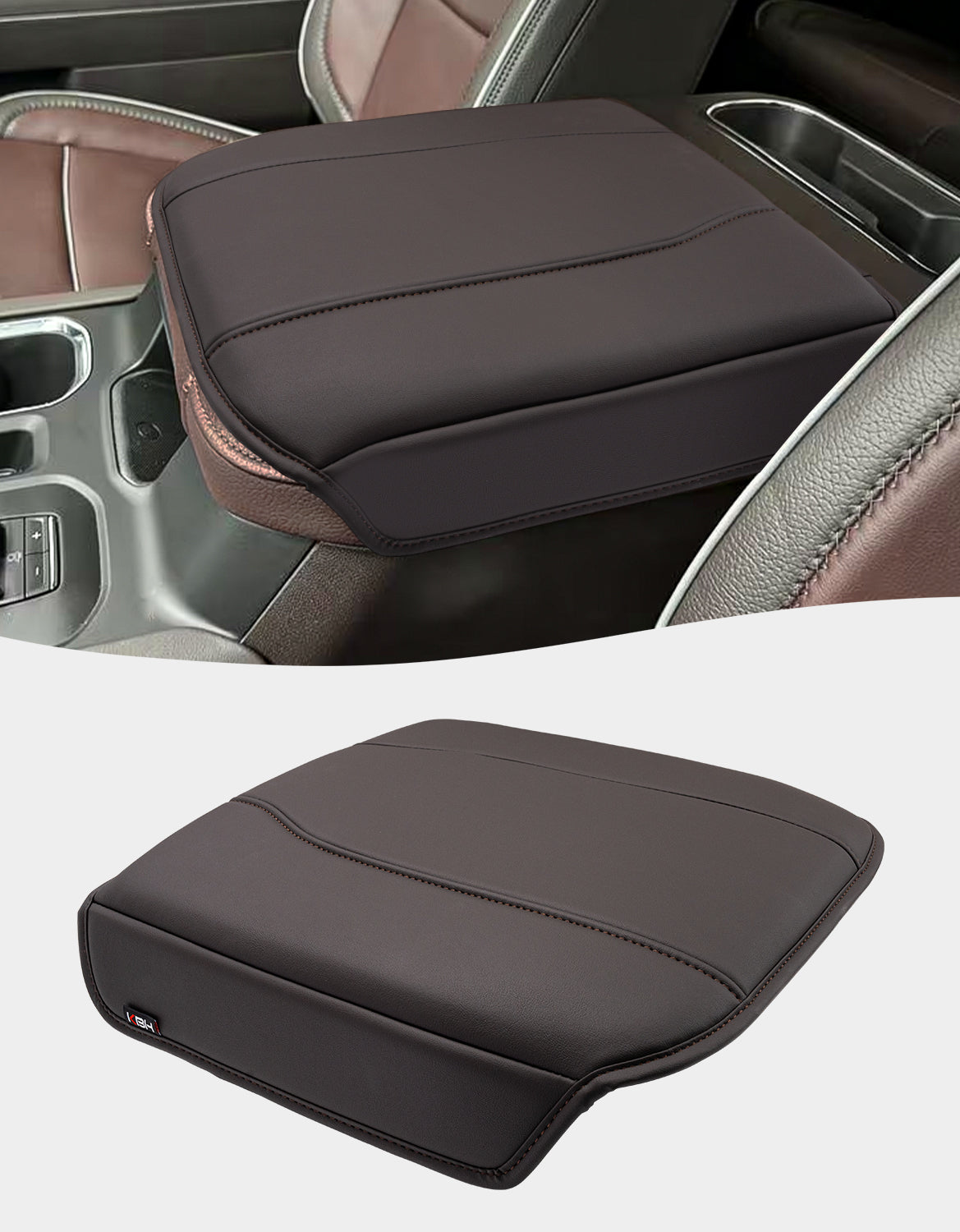 KBH Center Console Cushion Cover for  Bucket Seat 2019-2025 GMC Sierra 1500 2500 3500,2019-2025 Chevy Silverado 1500 2500 3500, 2021-2025 Tahoe/Suburban/Yukon