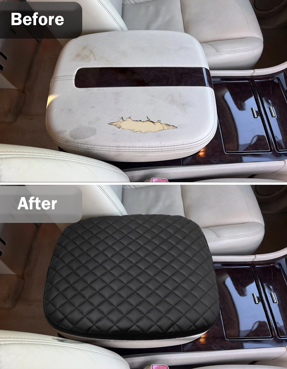 Tan Leather Center Console Armrest Cover For 2007-2014 Cadillac Escalade – Microfiber Leather