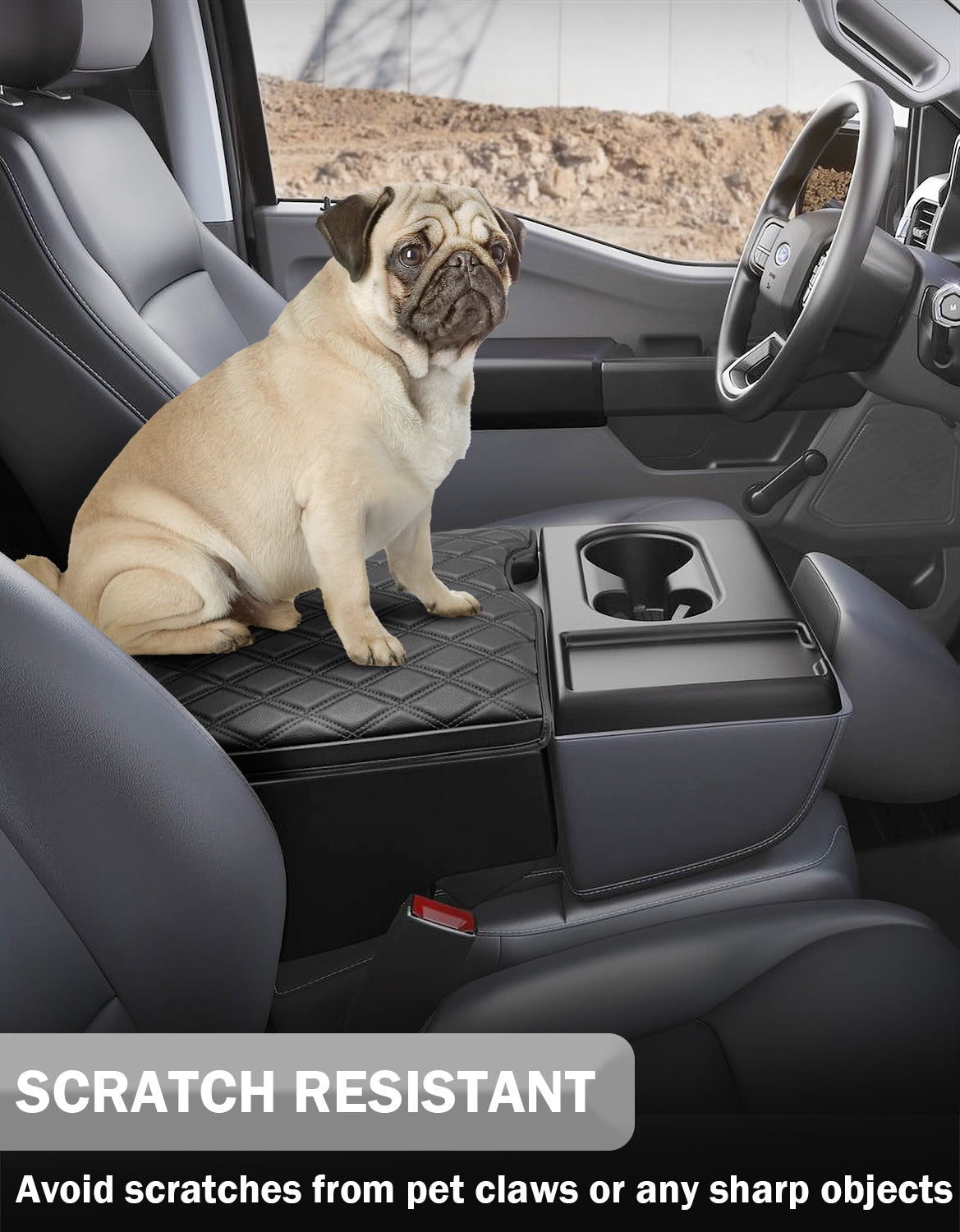 KBH Center Console Armrest Cover Pad for Jump Seat 2015-2025 Ford F150, 2017-2025 Ford F250 F350 F450 F550 Super Duty