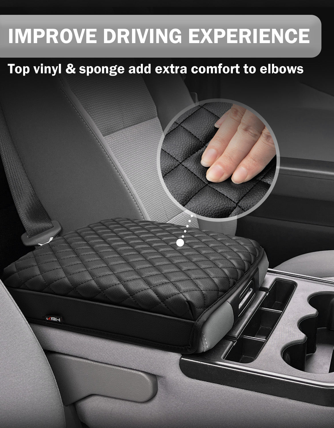 KBH Center Console Armrest Cover Cushion Pad for Jump Seat 2014-2018 Chevy Silverado 1500 2500 3500 & GMC Sierra 1500 2500 3500