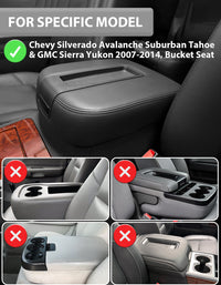KBH Center Console Armrest Cover for Bucket Seat 2007-2014 Chevy Silverado 1500 2500 3500 /Avalanche/Suburban/Tahoe & GMC Sierra 1500 2500 3500/Yukon