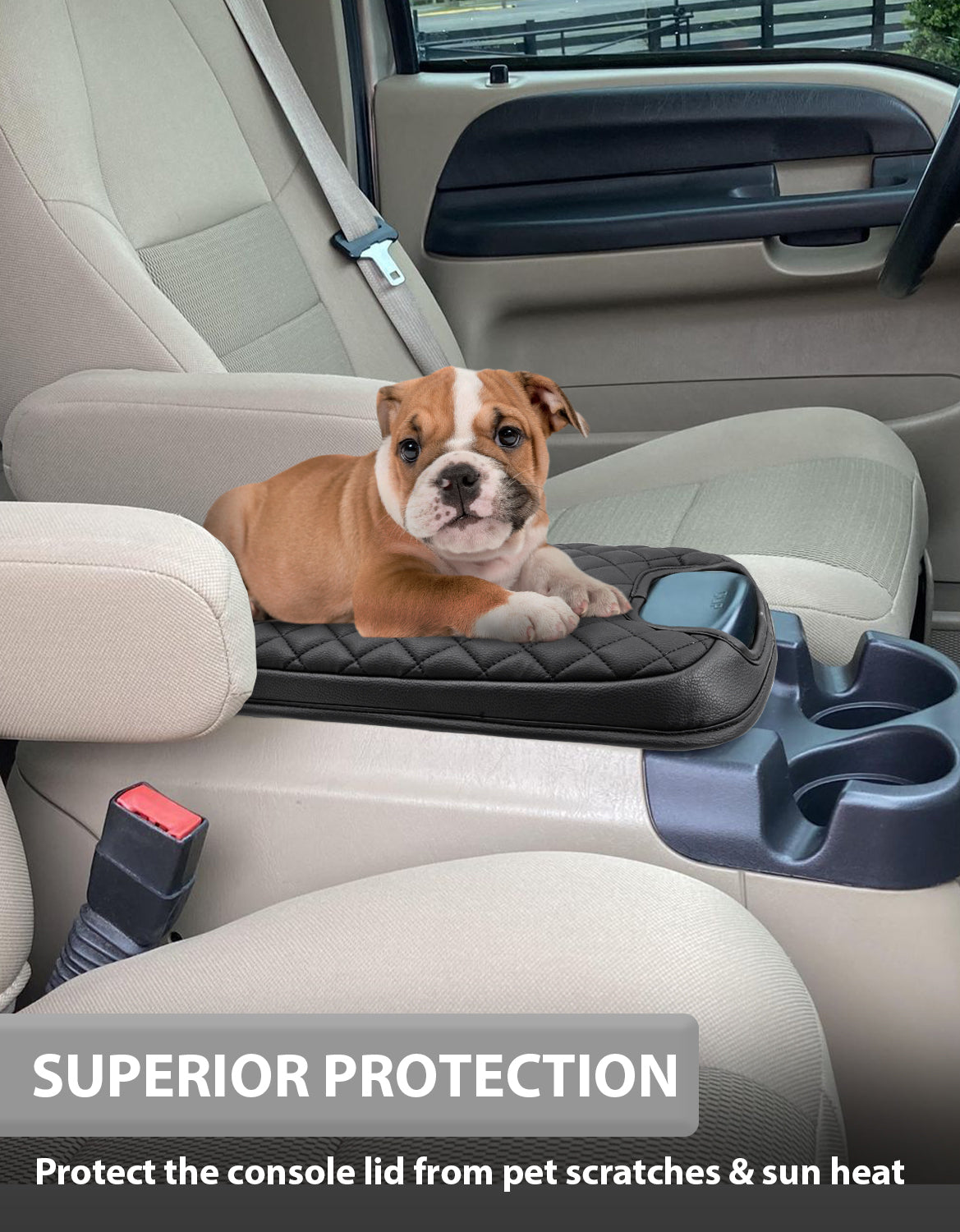 KBH Center Console Armrest Cover for Bucket Seat 1999-2007 Ford F250 F350 F450 F550 Super Duty,2000-2008 Ford F650 Super Duty,1999-2007 Ford Excursion