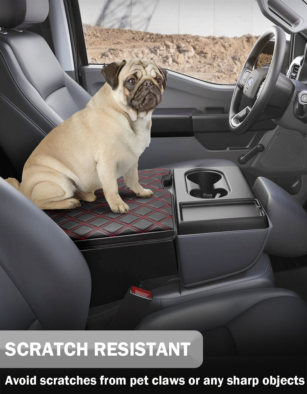 KBH Center Console Armrest Cover Pad for Jump Seat 2015-2025 Ford F150, 2017-2025 Ford F250 F350 F450 F550 Super Duty