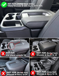 KBH Center Console Armrest Cover Pad for Jump Seat 2019-2025 GMC Sierra 1500 2500 3500,2019-2025 Chevy Silverado 1500 2500 3500