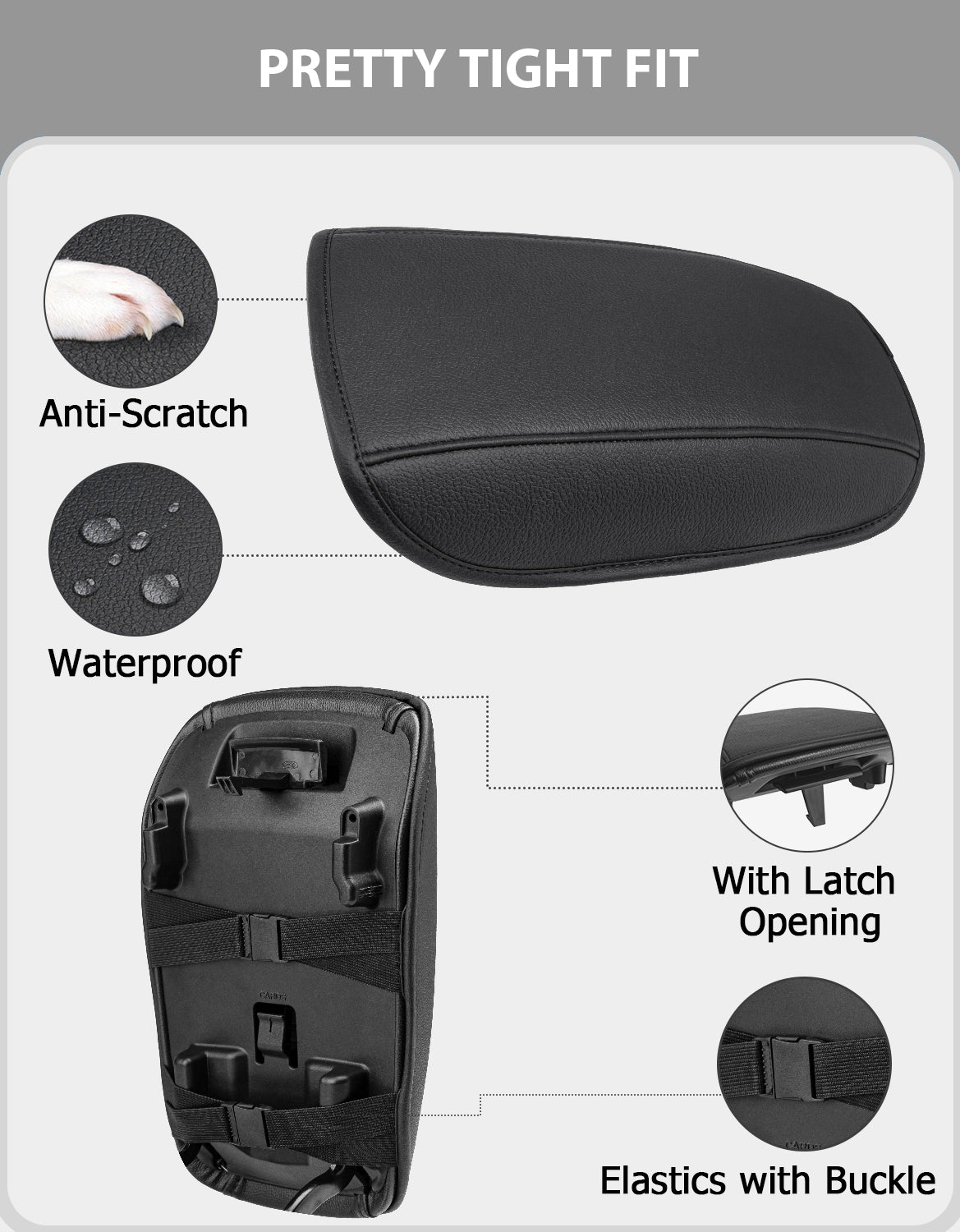 KBH Center Console Armrest Cover Pad for Ford Fusion 2013-2016