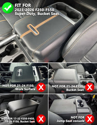 KBH Center Console Cover Pad for Bucket Seat 2023-2026 Ford F250 F350 F450 F550 Super Duty