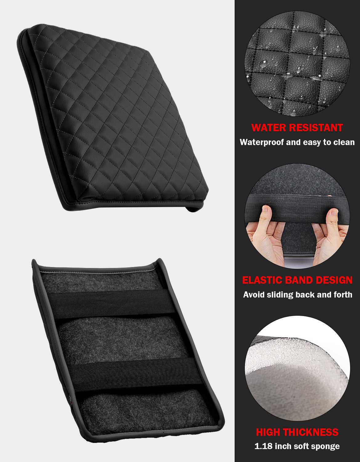 KBH Center Console Armrest Cover Pad Cushion Protector for 2004-2010 Ford F150 40/20/40 Split Bench Jump Seat