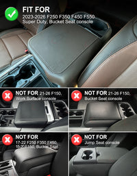 Center Console Cover Pad for Bucket Seat 2023-2026 Ford F250 F350 F450 F550 Super Duty