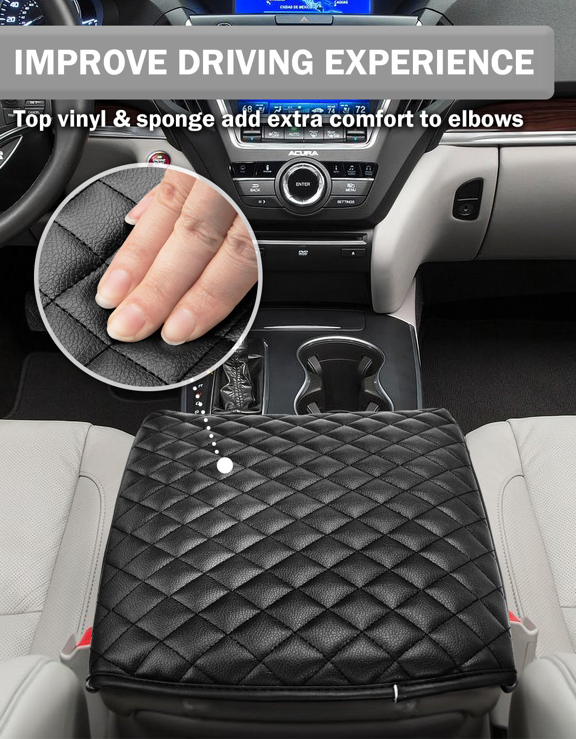 KBH Center Console Armrest Cover Pad Cushion Protector for Acura MDX 2015-2020