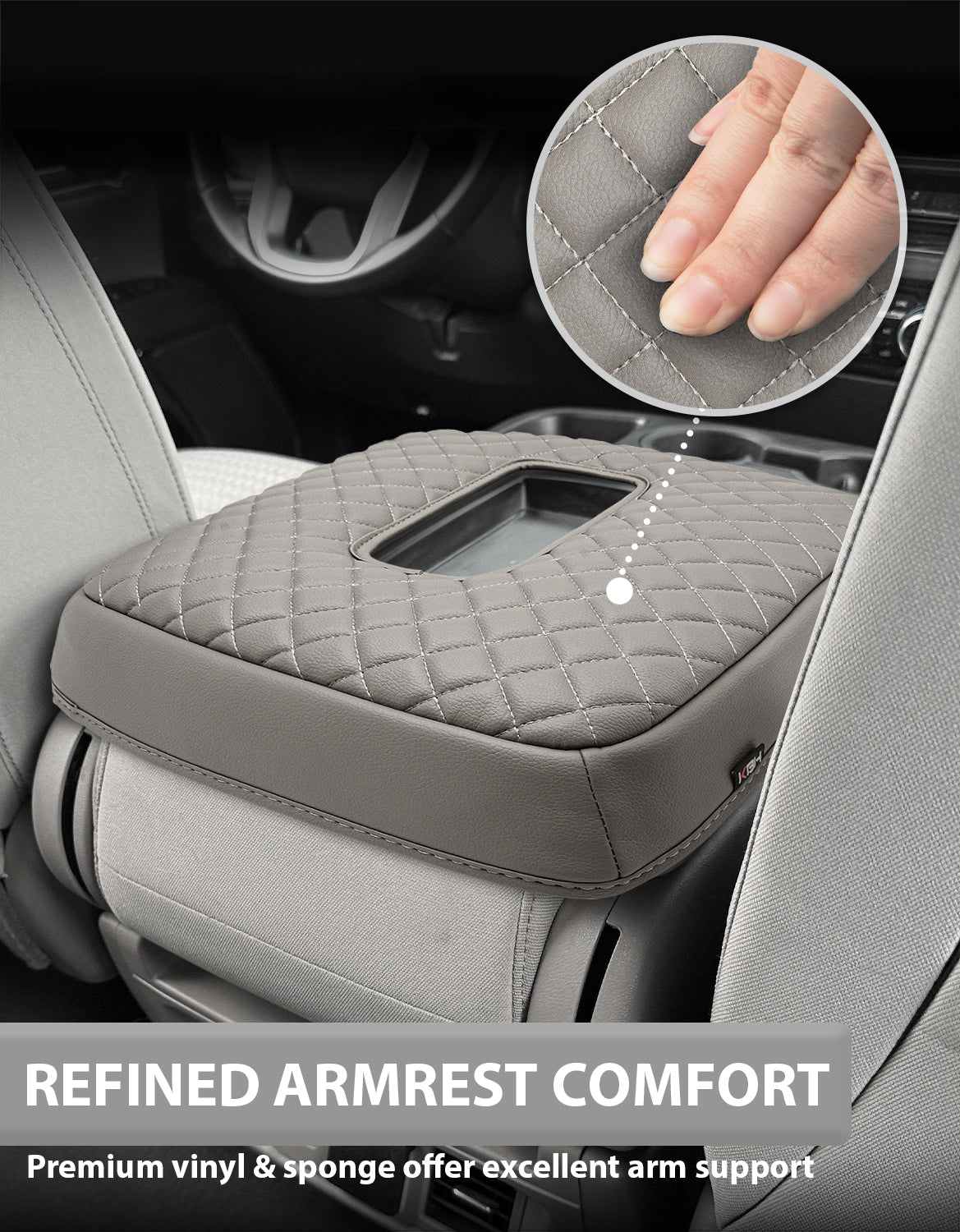 KBH Center Console Armrest Cover Pad for Jump Seat 2019-2026 GMC Sierra 1500 2500 3500,2019-2026 Chevy Silverado 1500 2500 3500