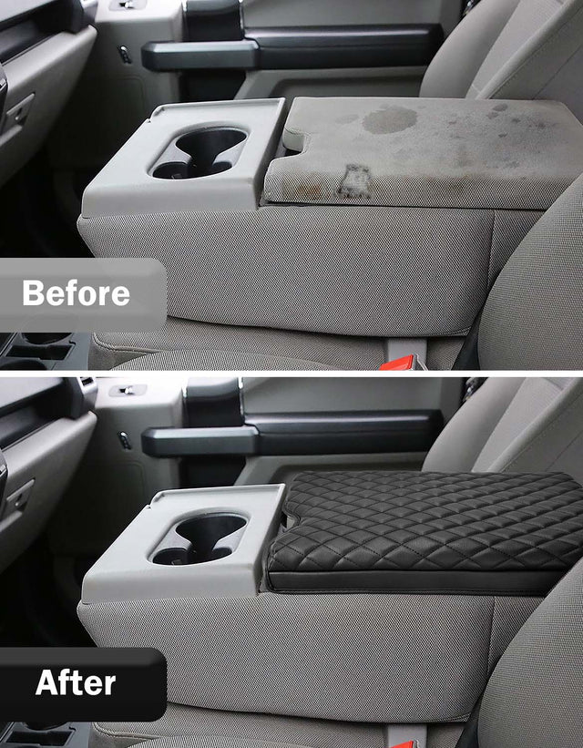 KBH Center Console Armrest PU Leather Cover Cushion Pad Protector for Ford F150 2015-2022, F250 F350 F450 2017-2022