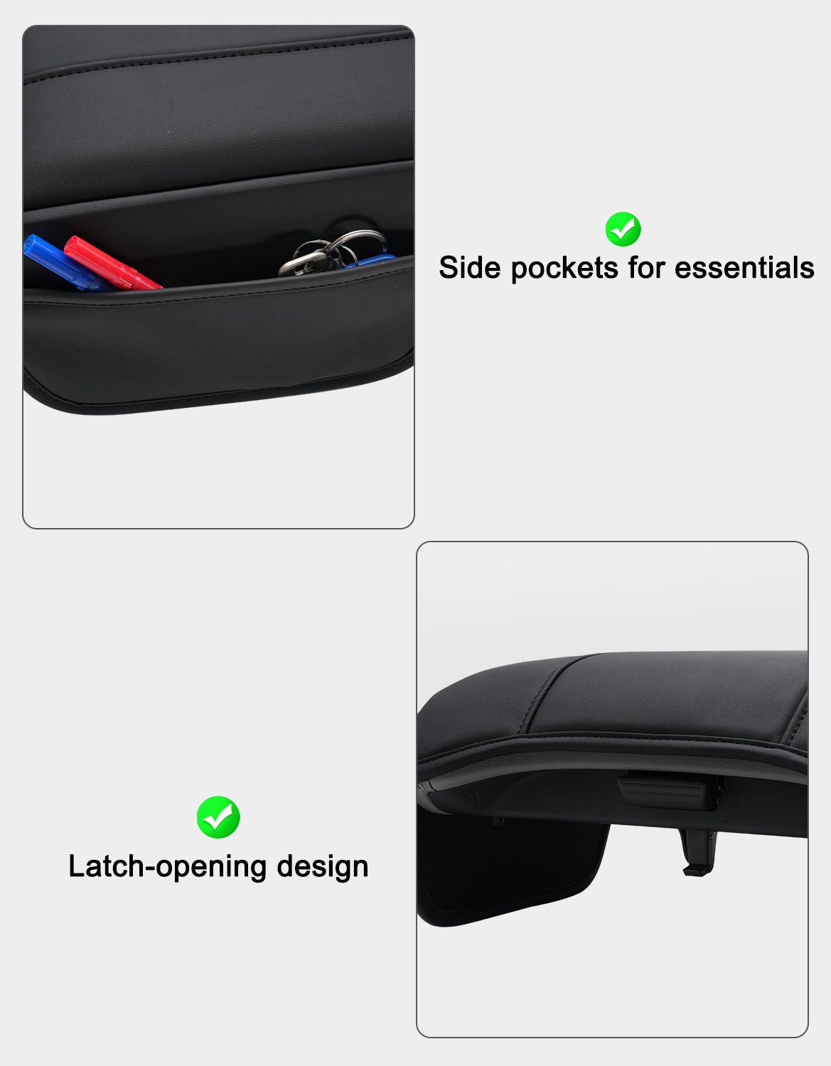 KBH Center Console Armrest Cover for Honda Pilot 2023-2026, Ridgeline 2024-2025, Passport 2024-2026，Middle Console Lid Protector with Side Pockets