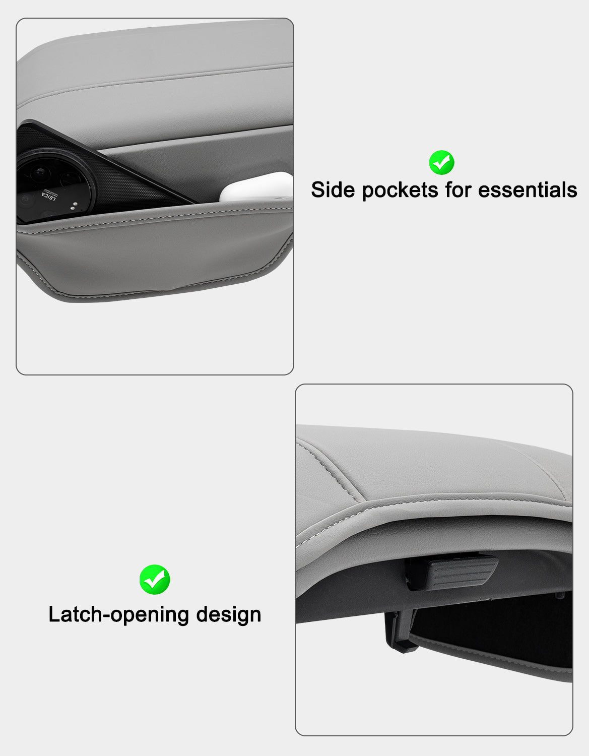 KBH Center Console Armrest Cover for Honda Pilot 2023-2026, Ridgeline 2024-2025, Passport 2024-2026，Middle Console Lid Protector with Side Pockets