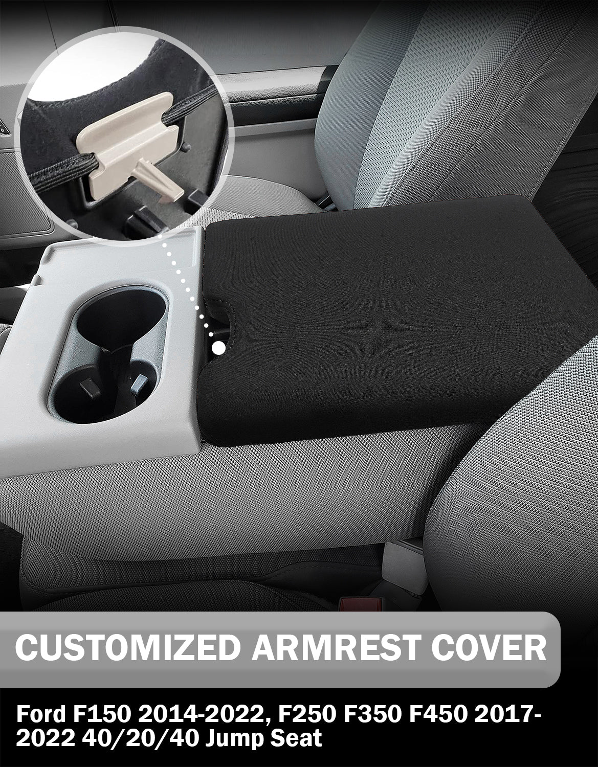 KBH Center Console Armrest Cover for 2015-2022 Ford F150 , 2017-2022 Ford F250/F350/F450