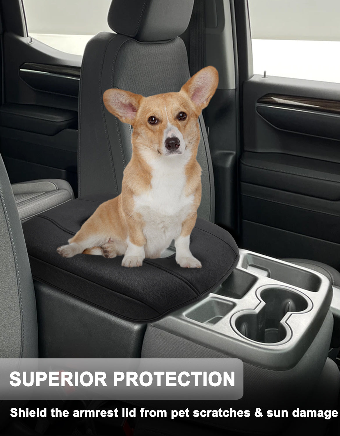 KBH Center Console Armrest Cover Pad for Jump Seat 2019-2025 GMC Sierra 1500 2500 3500,2019-2025 Chevy Silverado 1500 2500 3500