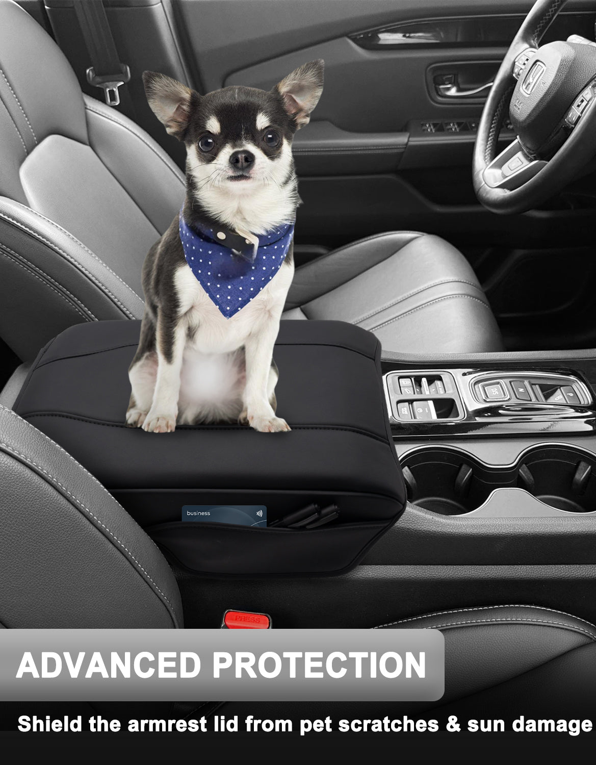 KBH Center Console Armrest Cover for Honda Pilot 2023-2026, Ridgeline 2024-2025, Passport 2024-2026，Middle Console Lid Protector with Side Pockets