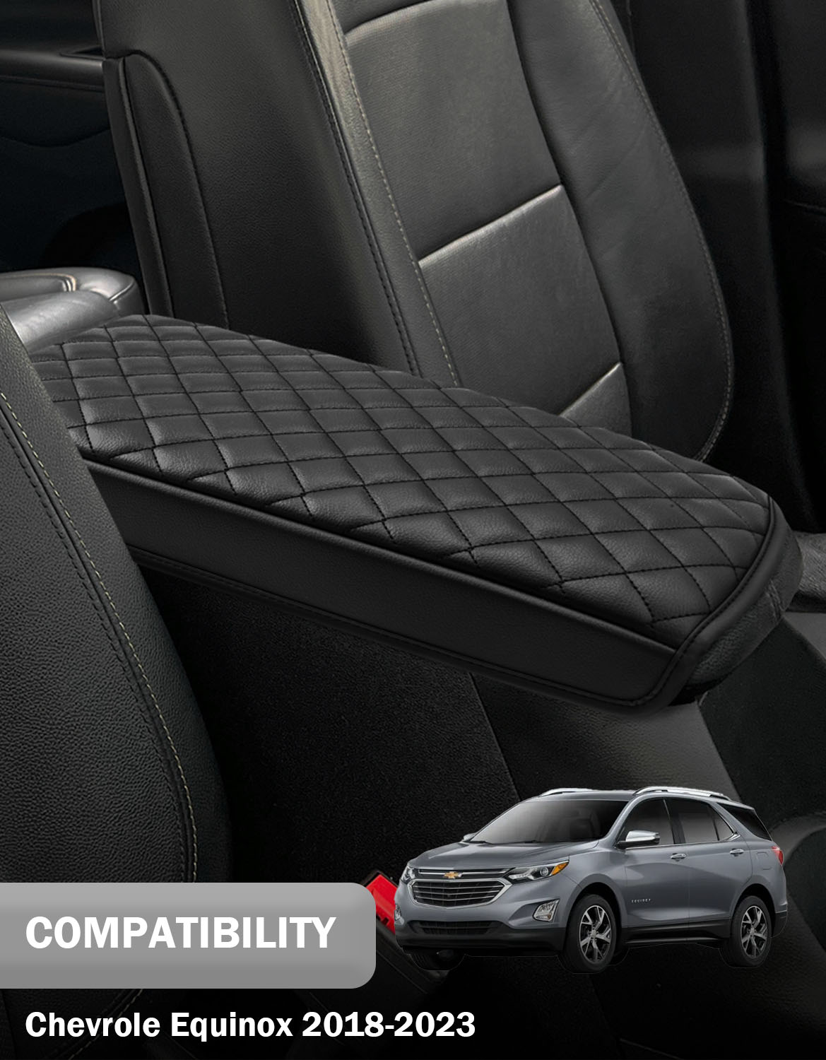 KBH Center Console Armrest Cover Cushion Pad Protector for Chevrolet Equinox 2018-2024