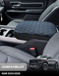 KBH Center Console Armrest Cover Pad Cushion Protector for Bucket Seat 2019-2025 Dodge Ram 1500 2500 3500