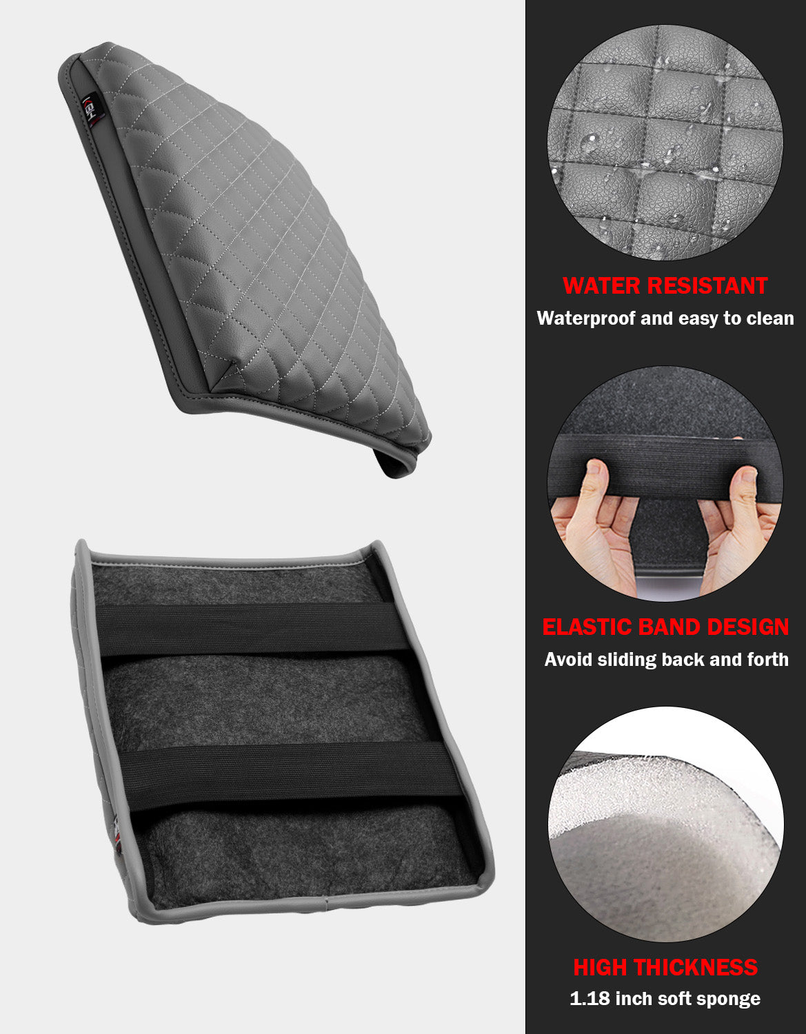 KBH Center Console Armrest Cover Pad Cushion Protector for 2004-2010 Ford F150 40/20/40 Split Bench Jump Seat