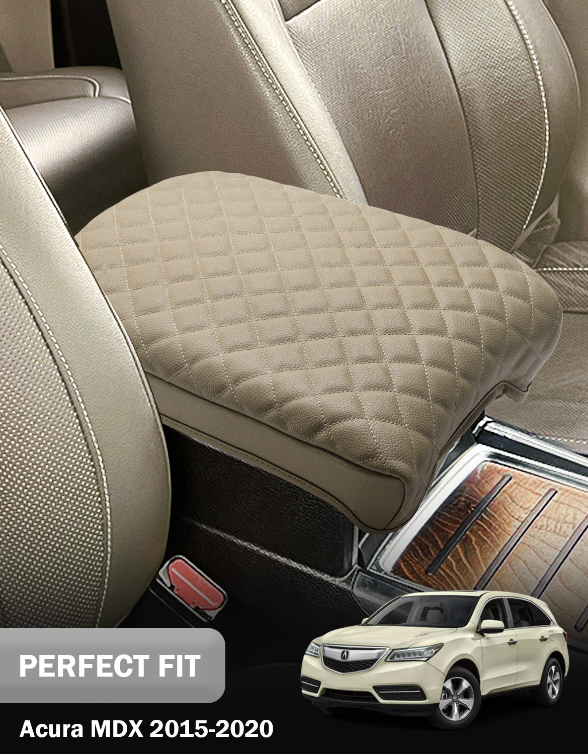 KBH Center Console Armrest Cover Pad Cushion Protector for Acura MDX 2015-2020