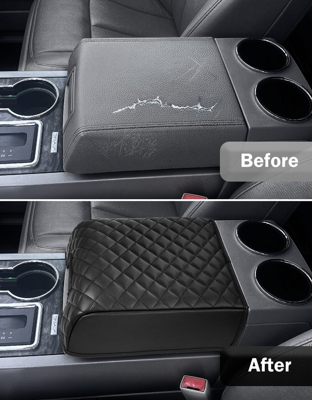 KBH Center Console Armrest Cover Cushion Pad Protector for Ford F150 XL XLT 2004-2014, Expedition 2007-2014, Lincoln Mark LT 2006-2008