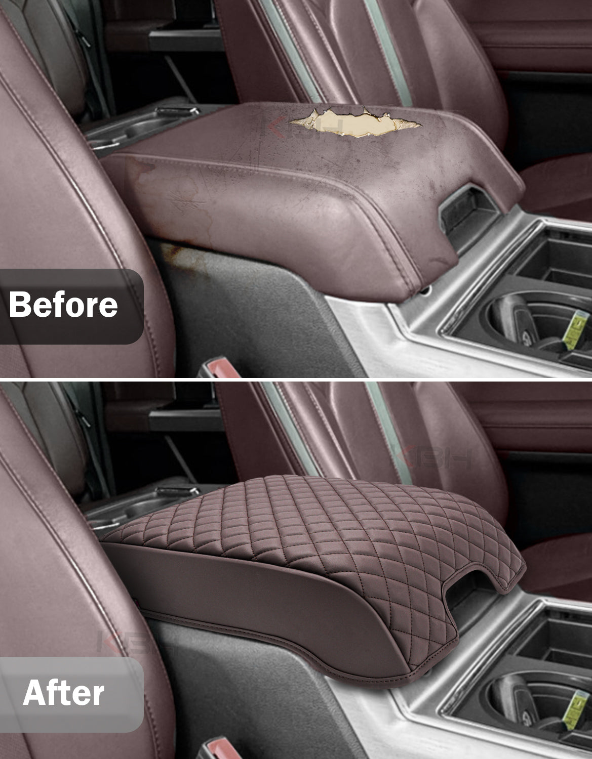 Center Console Armrest Cover Pad for Bucket Seat 2015-2020 Ford F150, 2017-2022 F250 F350 F450 F550 Super Duty, 2018-2024 Ford Expedition