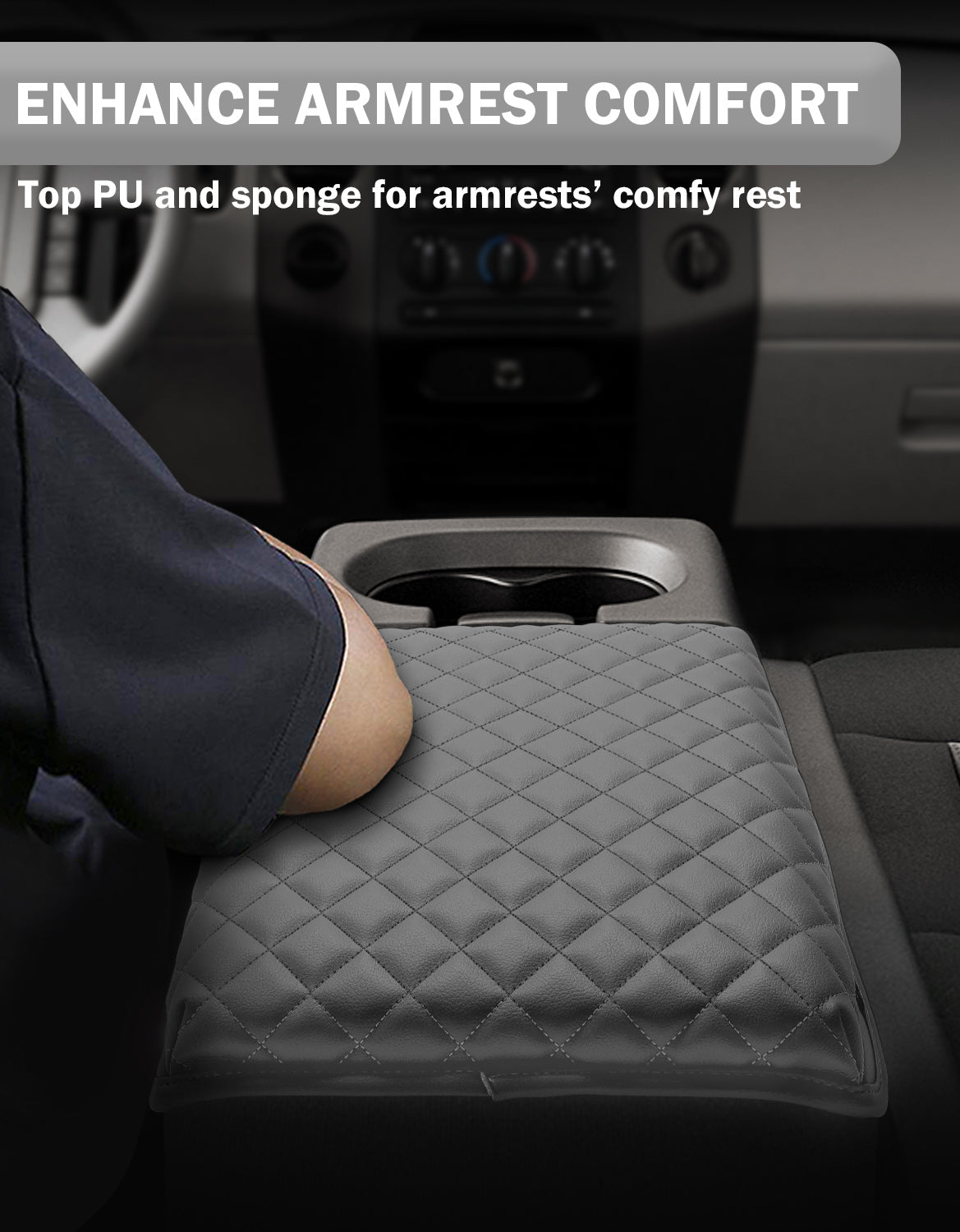 KBH Center Console Armrest Cover Pad Cushion Protector for 2004-2010 Ford F150 40/20/40 Split Bench Jump Seat