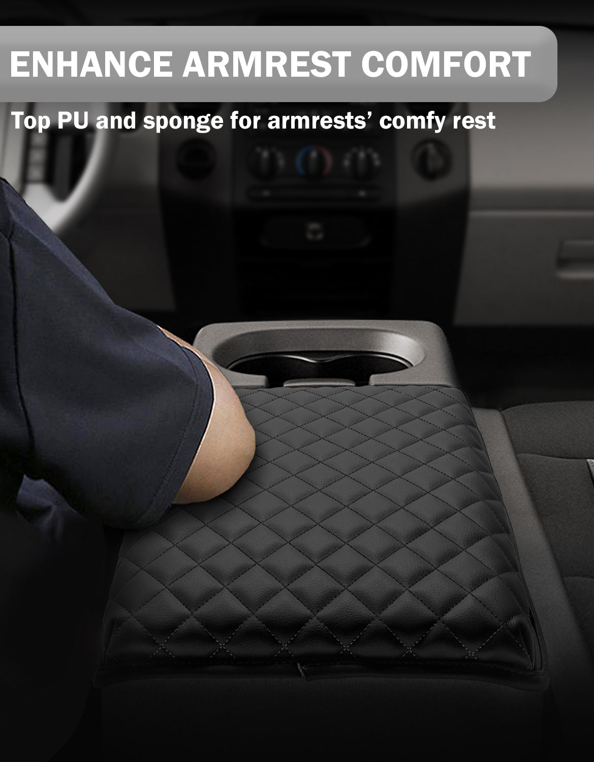 KBH Center Console Armrest Cover Pad Cushion Protector for 2004-2010 Ford F150 40/20/40 Split Bench Jump Seat